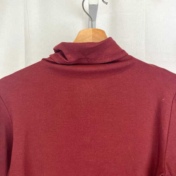 MM. LAFLEUR Axam Turtleneck Top Long Sleeve Stretch Pima Cotton Knit Wine Red L - Picture 6 of 9